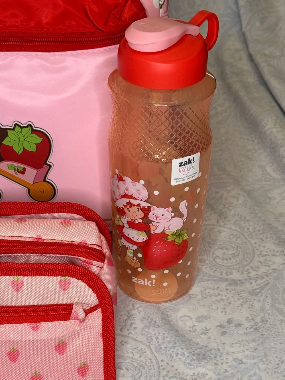 Strawberry Shortcake Backpack, Lunch bag, bento box, supply case, 30 oz bottle